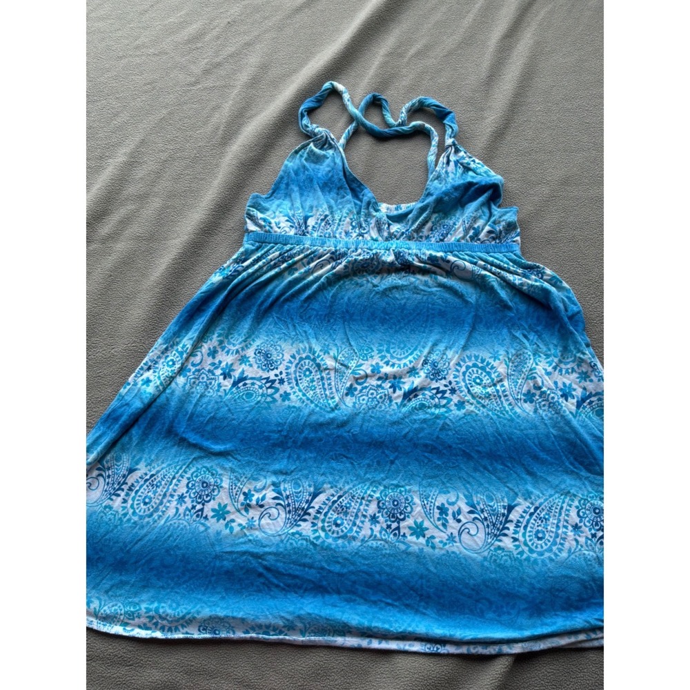 Boho Womens Target Paisley Ombre Halter Babydoll Top L Blue